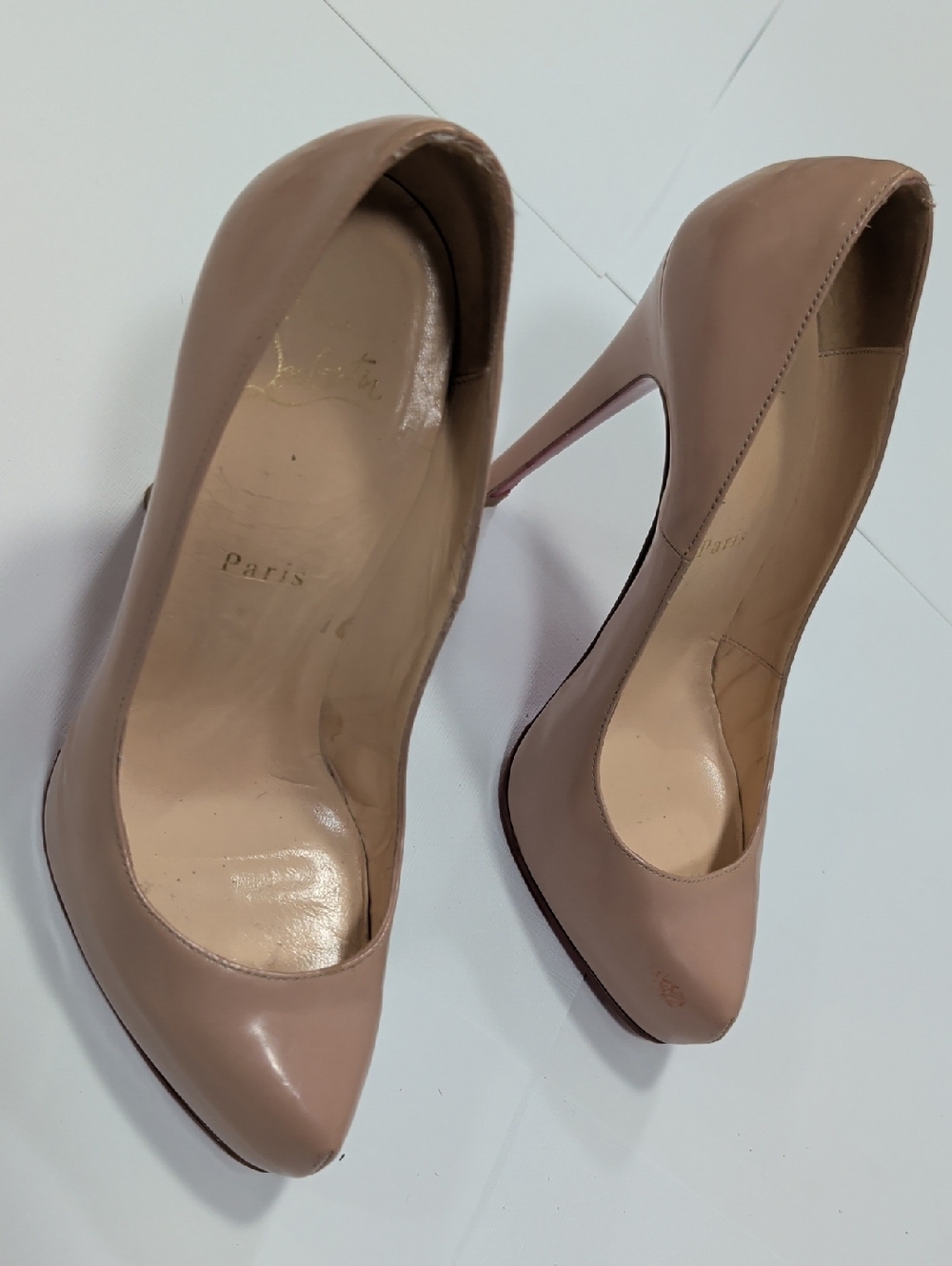 Christian Louboutin Blush Patent Leather Pointed-Toe Pumps